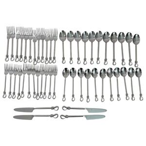Gourmet Settings Twist Loop 50pc Flatware Set Stainless Forks Spoons Knives